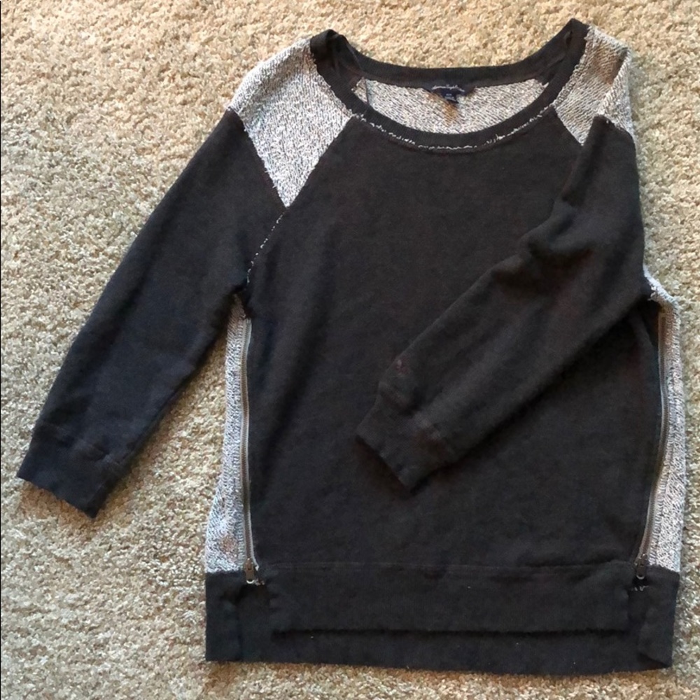 Grey crop zipper sweater